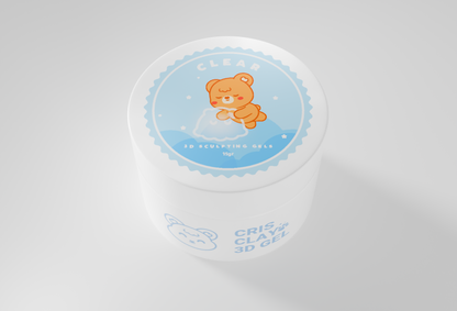 Cris Clay Clear 3D Sculpting & Molding Gel 15 g jar for professional 3D nail art – clear non-yellowing and non-sticky gel made in Korea
