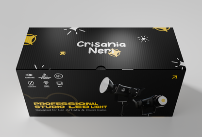Crisania Neri Professional LED Studio Light 150 W box – high CRI COB light for nail art and product photography