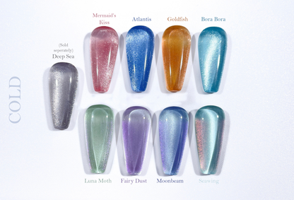 Sea x Sky magnetic cat eye gel polish color chart – multi-shift sea and sky nail shades