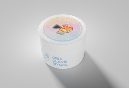 Cris Clay Midnight Jelly 3D Sculpting Gel 15 g jar with kawaii lid – smooth elastic jelly 3D nail art gel made in Korea